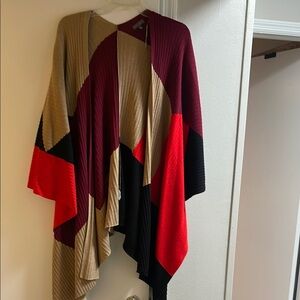Vince Camuto Burgundy and Tan Knit Cardigan